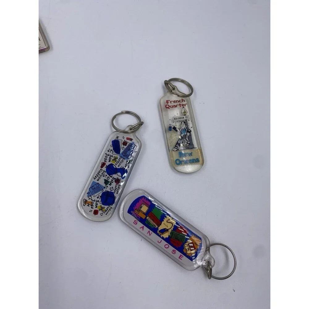 Lot of 14 Travel Souvenir Destination Keychains San Jose, New Orleans, More